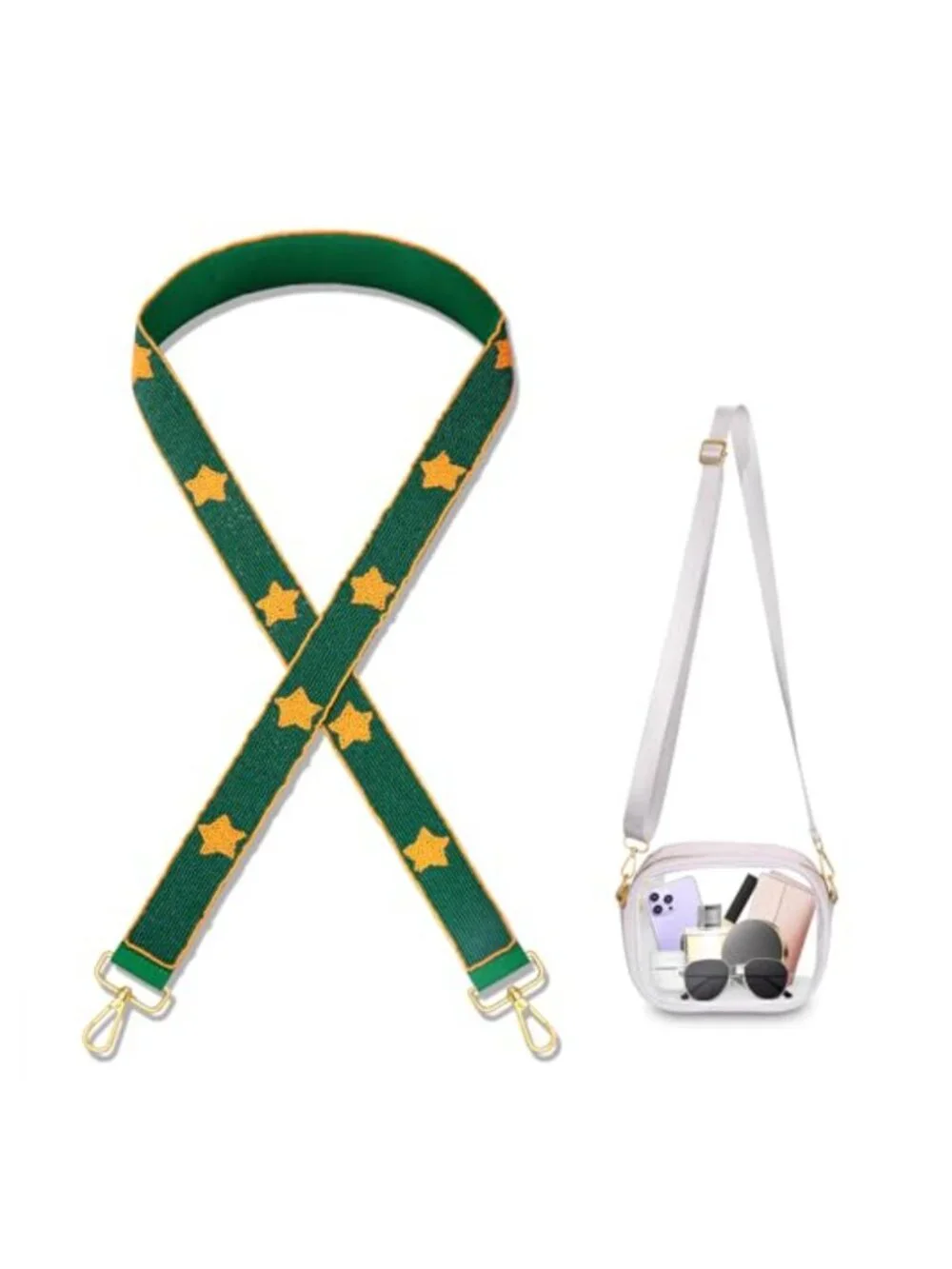 Game Day Beaded Purse Strap Clear Crossbody Bag Stadium Football College Spirit